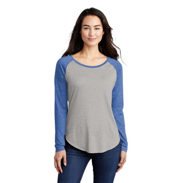 Ladies Sublimated PosiCharge Long Sleeve Tri Blend Wicking Scoop Neck Raglan Tee Thumbnail