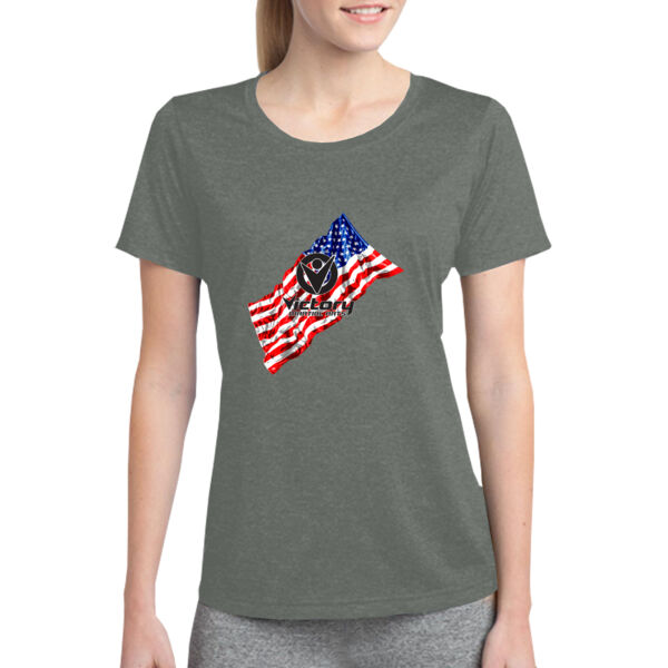 Ladies USA Wavey Flag with Victory Martial Arts Logo (White in design will NOT print) Thumbnail