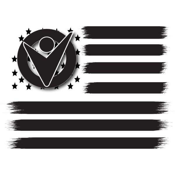 USA Flag with Victory Emblem among the Stars in all black Thumbnail
